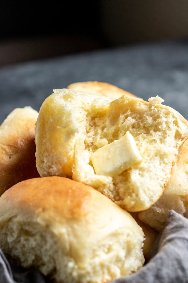 easy Overnight Refrigerator Rolls with butter for the holidays