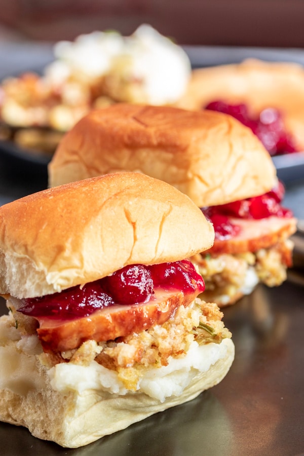 Thanksgiving Leftovers Sliders made with all Thanksgiving leftovers