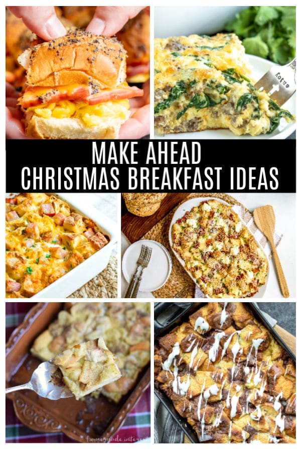 These easy make ahead Christmas breakfast ideas are simple breakfast or brunch recipe that can be made the night before and served on Christmas morning. Make a delicious breakfast casserole, or a holiday treat made with store bought items so you can spend more time enjoying Christmas and less time in the kitchen! #makeahead #christmas #breakfast #brunch # breakfastcasserole #homemadeinterest
