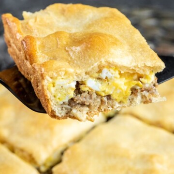 A slice of Sausage and Egg Breakfast Casserole