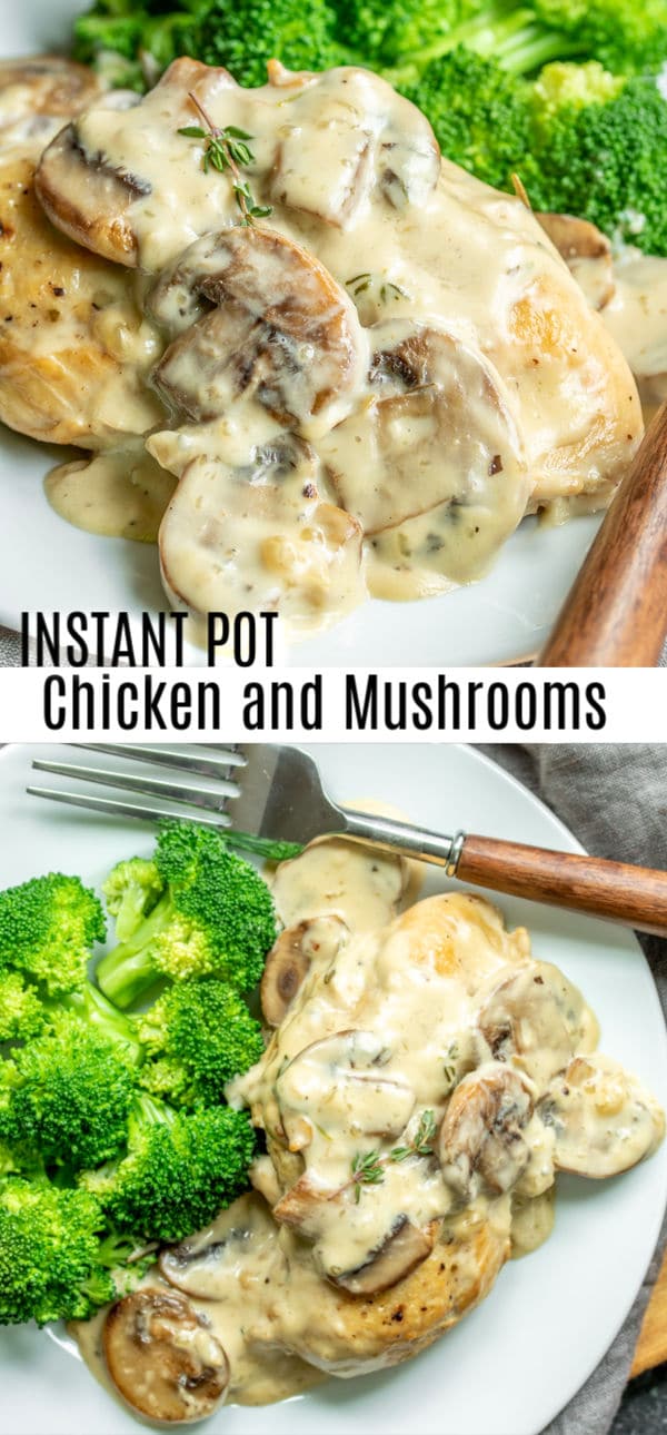 Instant Pot Chicken with Mushrooms is perfectly tender chicken breasts smothered in a rich and creamy mushroom sauce cooked in one pot. This is an easy chicken recipe that is made even easier by using a pressure cooker. It's a great family chicken dinner recipe that everyone will love. #chicken #mushrooms #instantpotrecipes #instantpot #pressurecooker #homemadeinterest