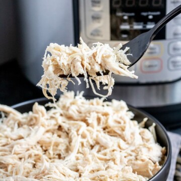 Instant Pot Shredded Chicken on a fork