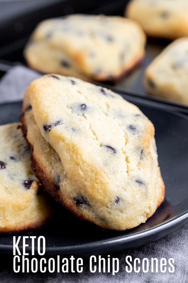 These Keto Chocolate Chip Scones are a delicious keto breakfast, brunch, or dessert recipe that uses low carb chocolate chips, almond flour, and coconut flour to make light, fluffy scones that everyone will love. It is an easy keto baking recipe that will fill your sweet craving! #ketobaking #ketorecipe #keto #lowcarb #lowcarbrecipes #baking #homemadeinterest