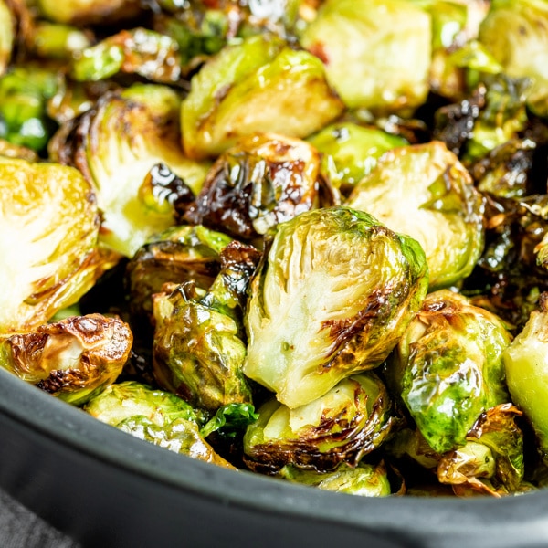 Crispy Air Fryer Brussels Sprouts perfect low carb side in minutes.