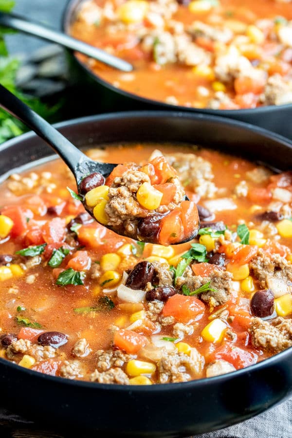Slow Cooker Taco Soup is an easy winter soup recipe