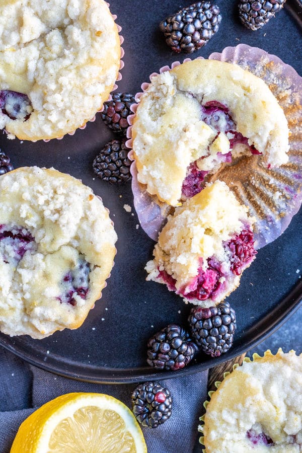 Blackberry Lemon Muffins made with blackberries and lemon