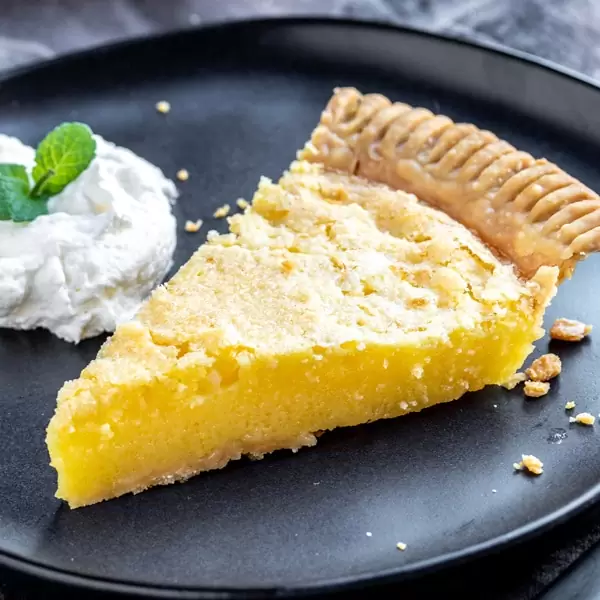Lemon Chess Pie slice on plate