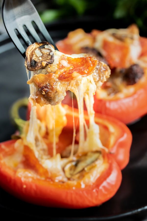 cheesey Meat Lover's Pizza Keto Stuffed Peppers