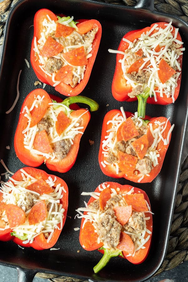 how to make keto stuffed peppers Meat Lover's Pizza Keto Stuffed Peppers style