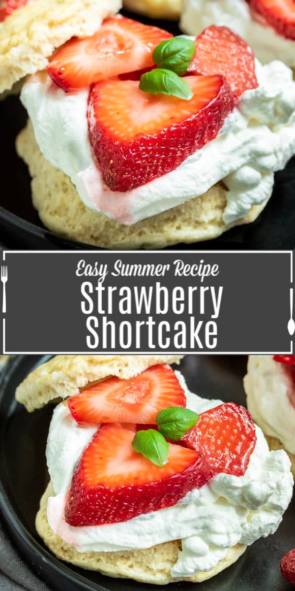 Pinterest image of Strawberry Shortcake with title on image