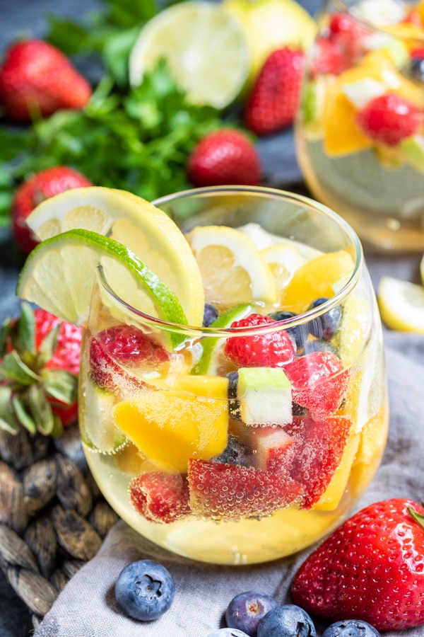 Summer Moscato Sangria made with fresh fruit