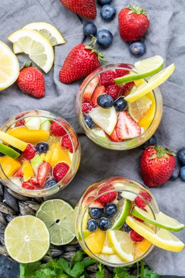 three glass of Summer Moscato Sangria