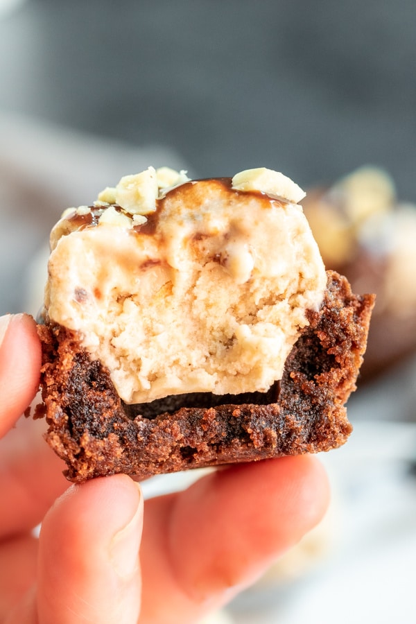 Ice Cream Brownie Bites that can be made ahead of time and kept in the freezer