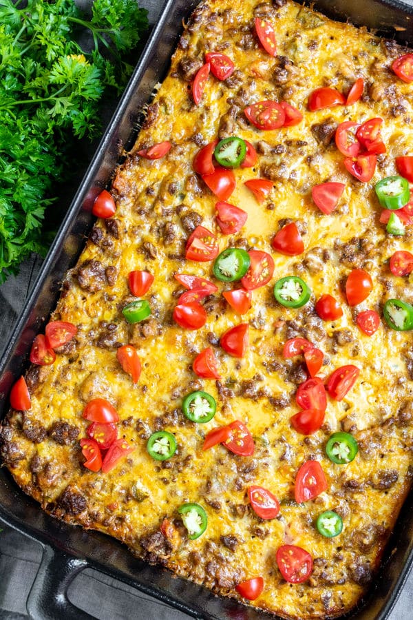 Keto Taco Casserole is a great weekday recipe that can be frozen