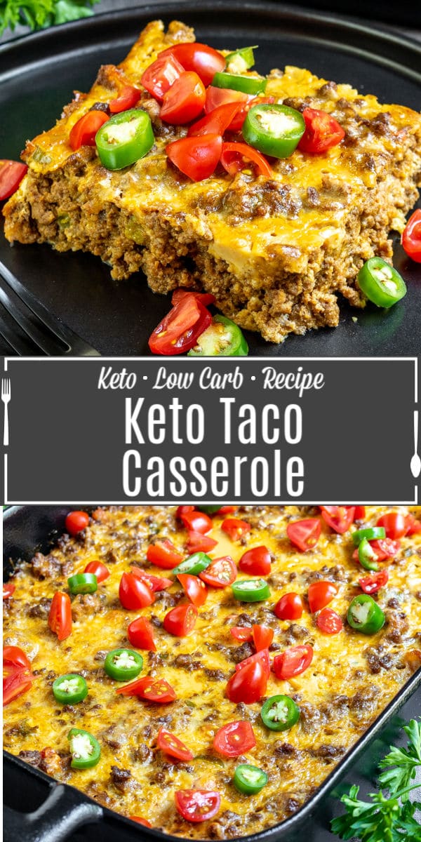 Pinterest image for Keto Taco Casserole with title text
