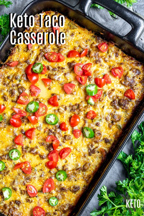 Pinterest image for Keto Taco Casserole with title text