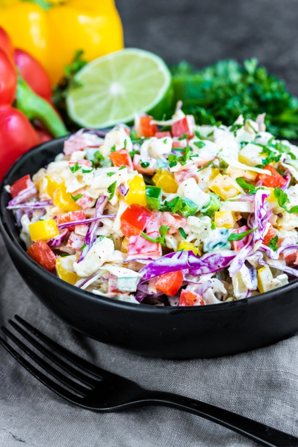 Spicy Jalapeno Coleslaw is the perfect make ahead keto side dish