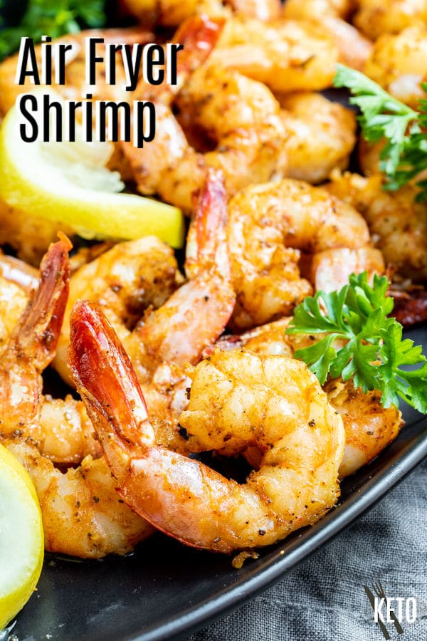 Pinterest image for Air Fryer Shrimp with title text