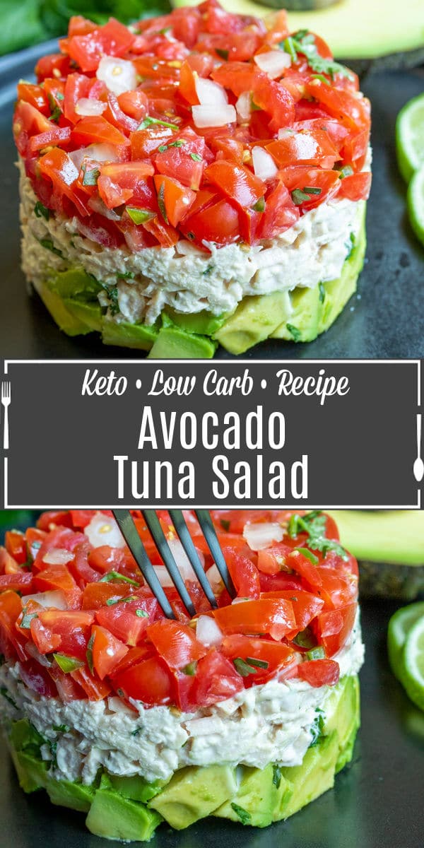 Pinterest image for Avocado Tuna Salad with title text