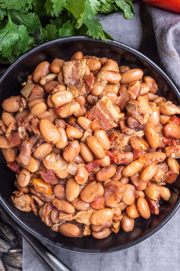 Instant Pot Pinto Beans cooked with bacon