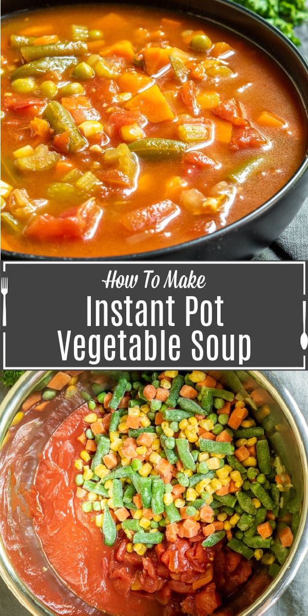 Pinterest image for Instant Pot Vegetable Soup with title text