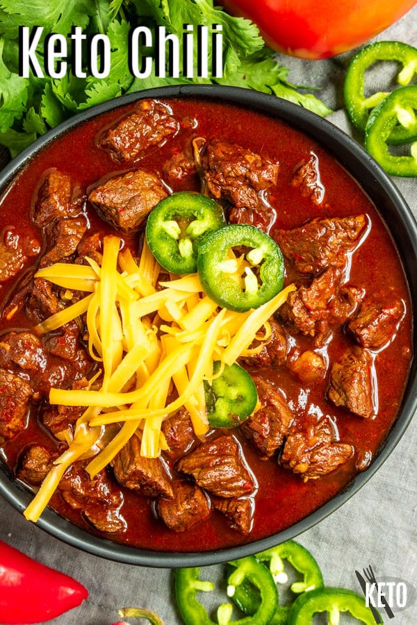 Pinterest image for Keto Chili with title text