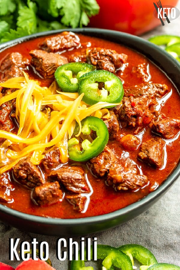 Pinterest image for Keto Chili with title text