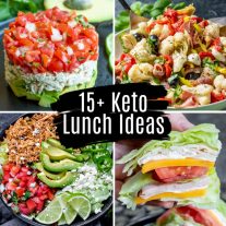 Collage of 4 keto lunch recipes with title text on top
