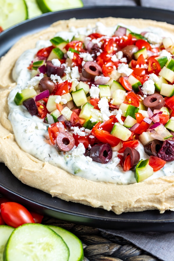 5 Layer Greek Dip with olives