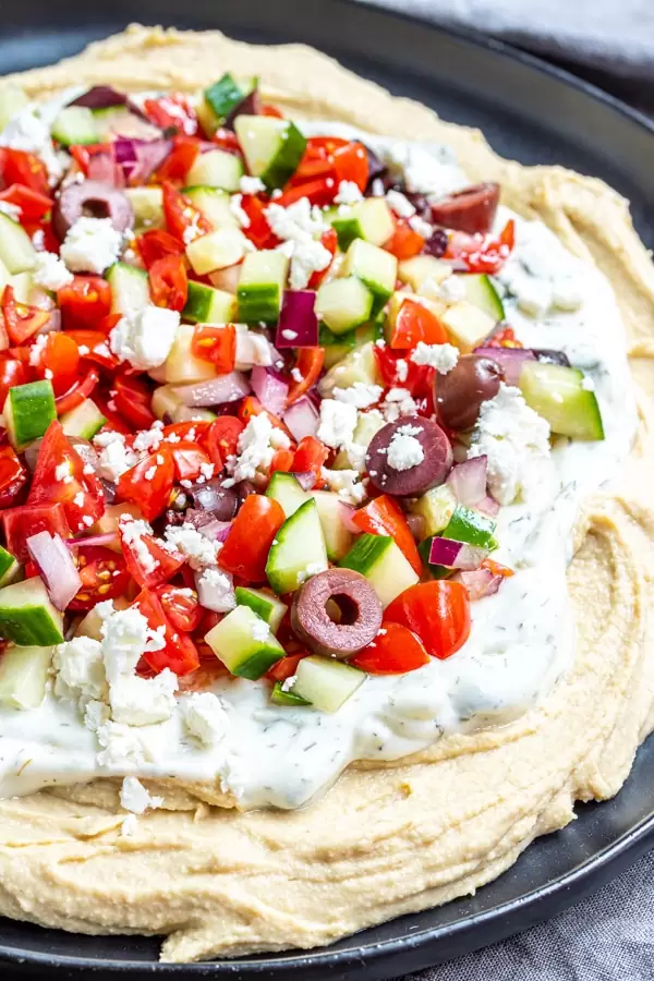 plate with 5 Layer Greek Dip