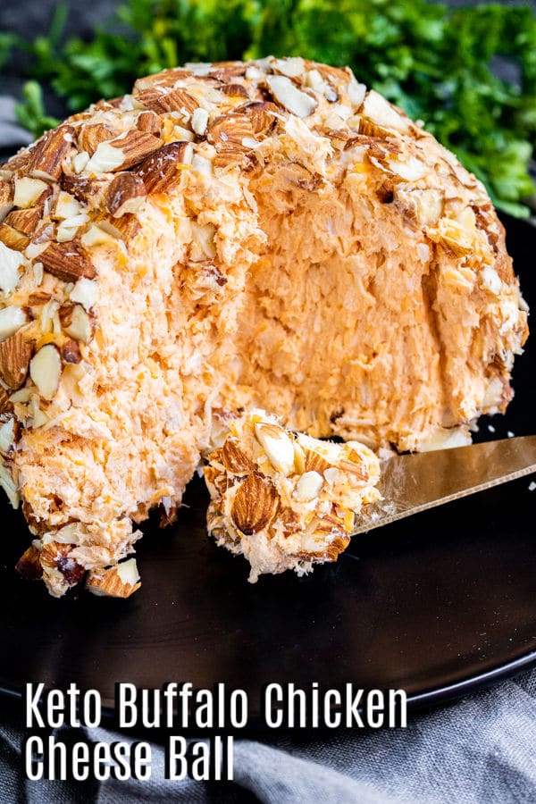 Pinterest image for Buffalo chicken Cheese Ball with title text