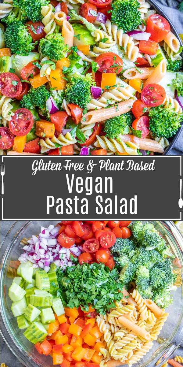 pinterest image for Vegan Pasta Salad with title text