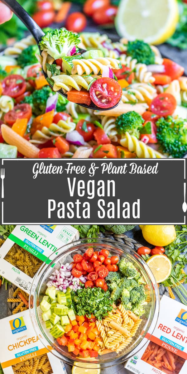 pinterest image for Vegan Pasta Salad with title text