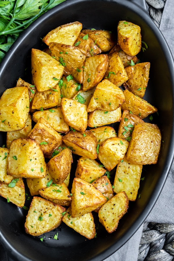 platter of Crispy Air Fryer Potatoes