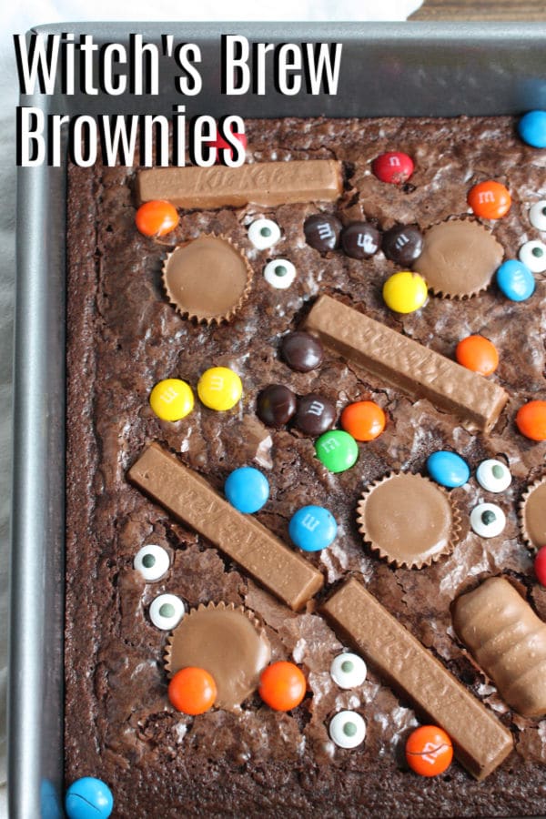 Pinterest image for Witch's Brew Brownies with title text