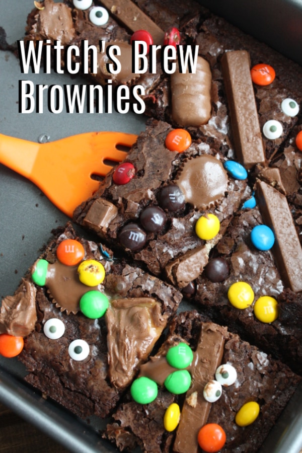 Pinterest image for Witch's Brew Brownies with title text