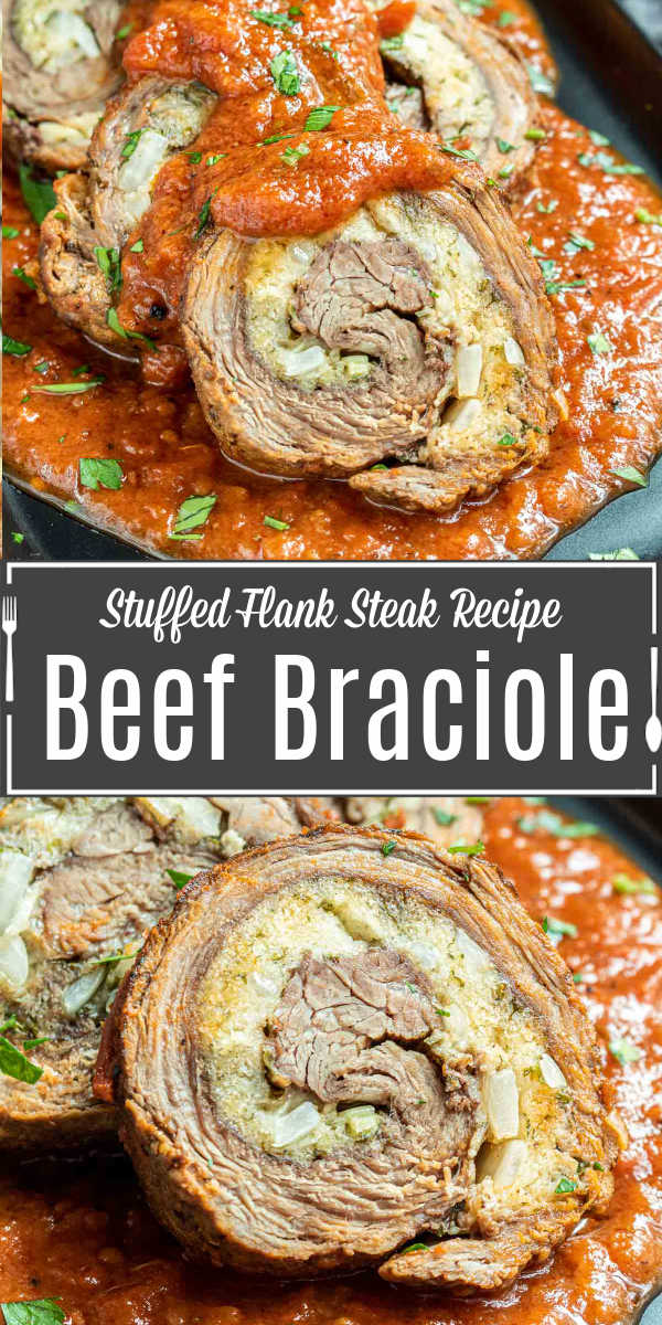 Pinterest image of Beef Braciole with title text