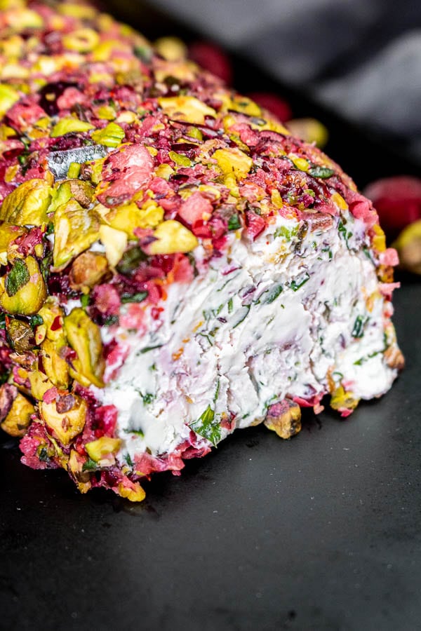 pistachio rolled Goat Cheese Log