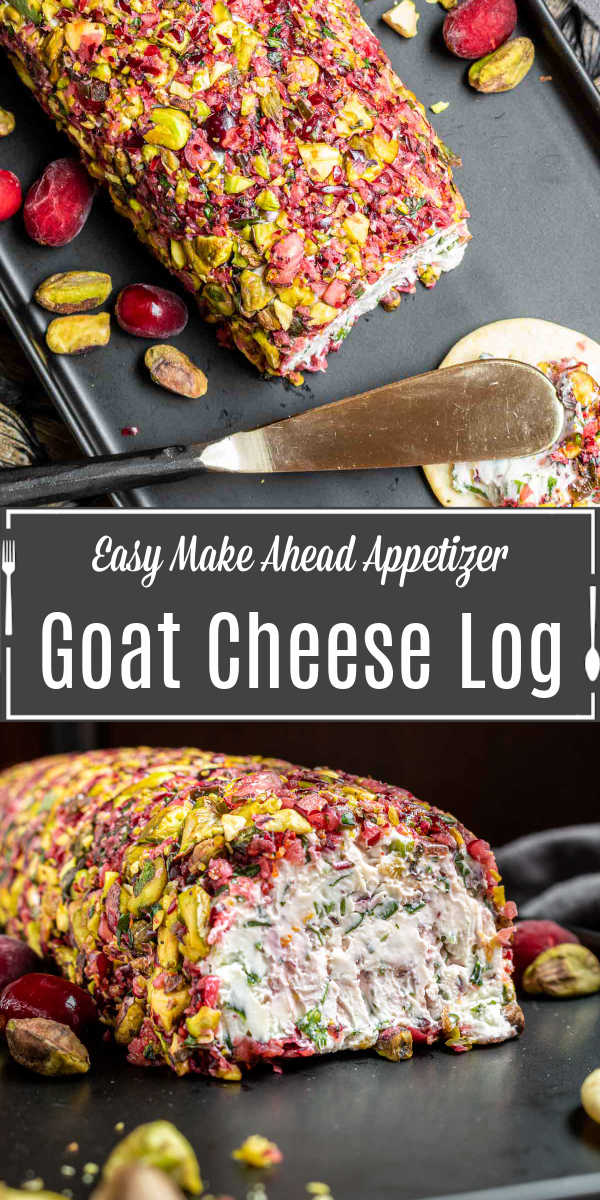 Pinterest image for Cranberry Goat Cheese Log with title text