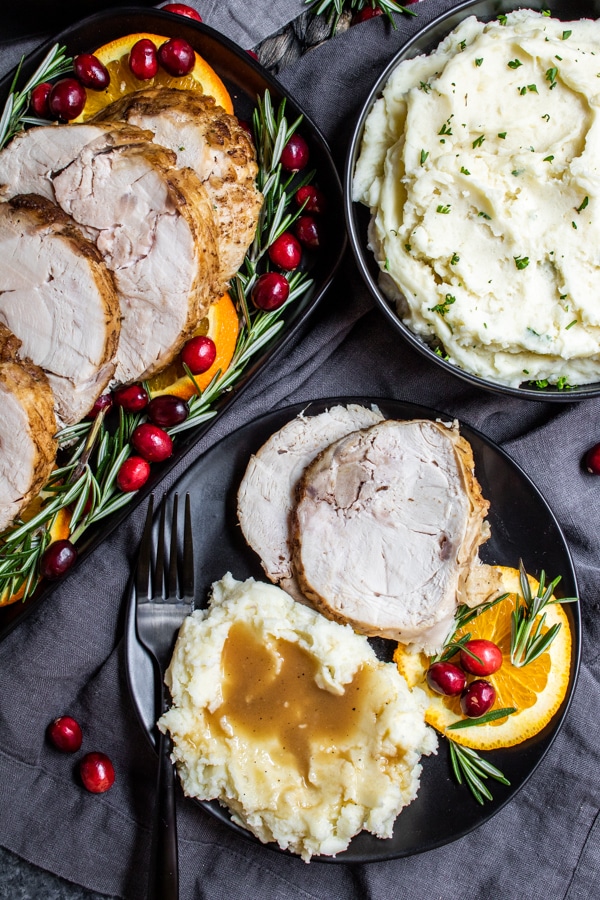 Thanksgiving dinner with Instant Pot Mashed Potatoes
