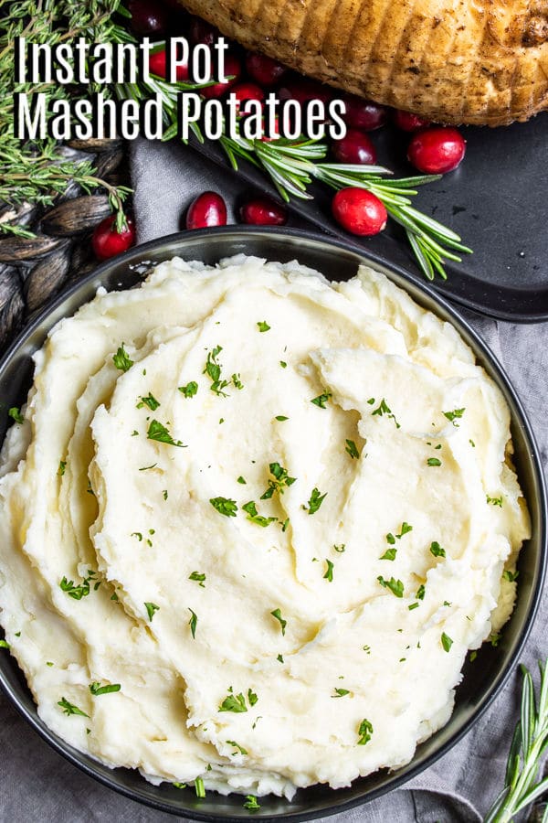 Pinterest image for Instant Pot mashed potatoes with title text