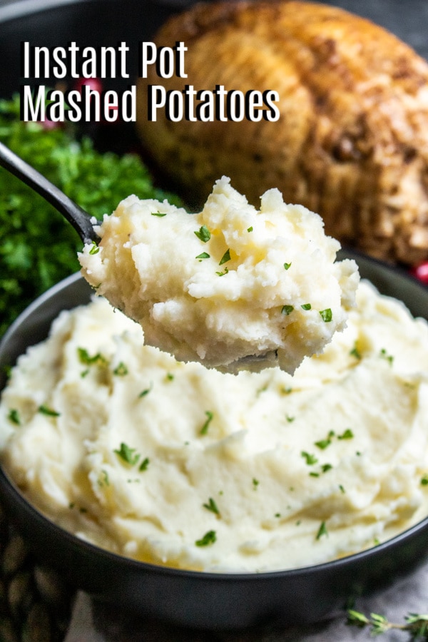 Pinterest image for Instant Pot mashed potatoes with title text