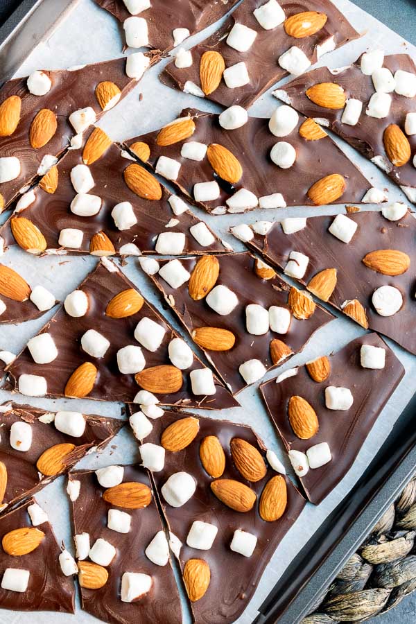 Rocky Road Bark on a cookie sheet