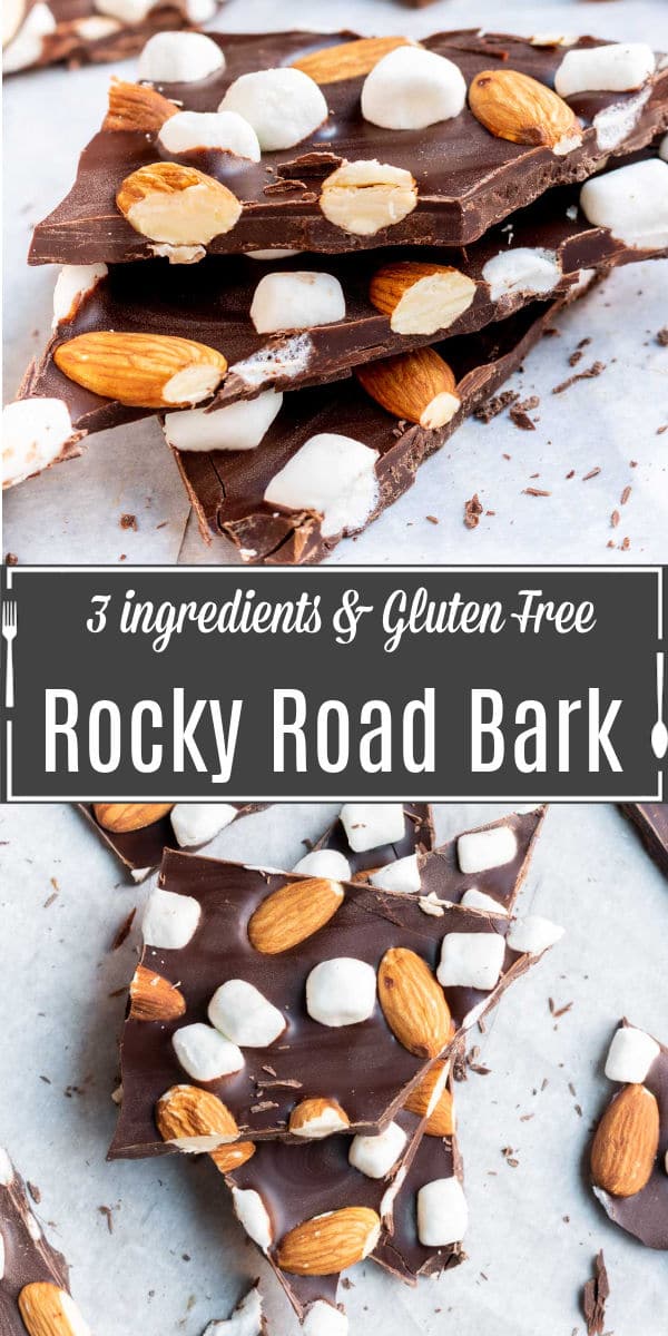 Pinterest image for Rocky Road Chocolate Bark with title text
