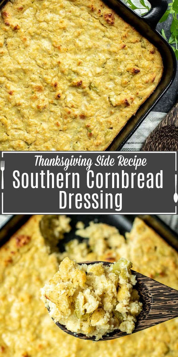 Pinterest image Southern Cornbread Dressing with title text