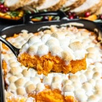 spoonful of Sweet Potato Casserole with Marshmallows