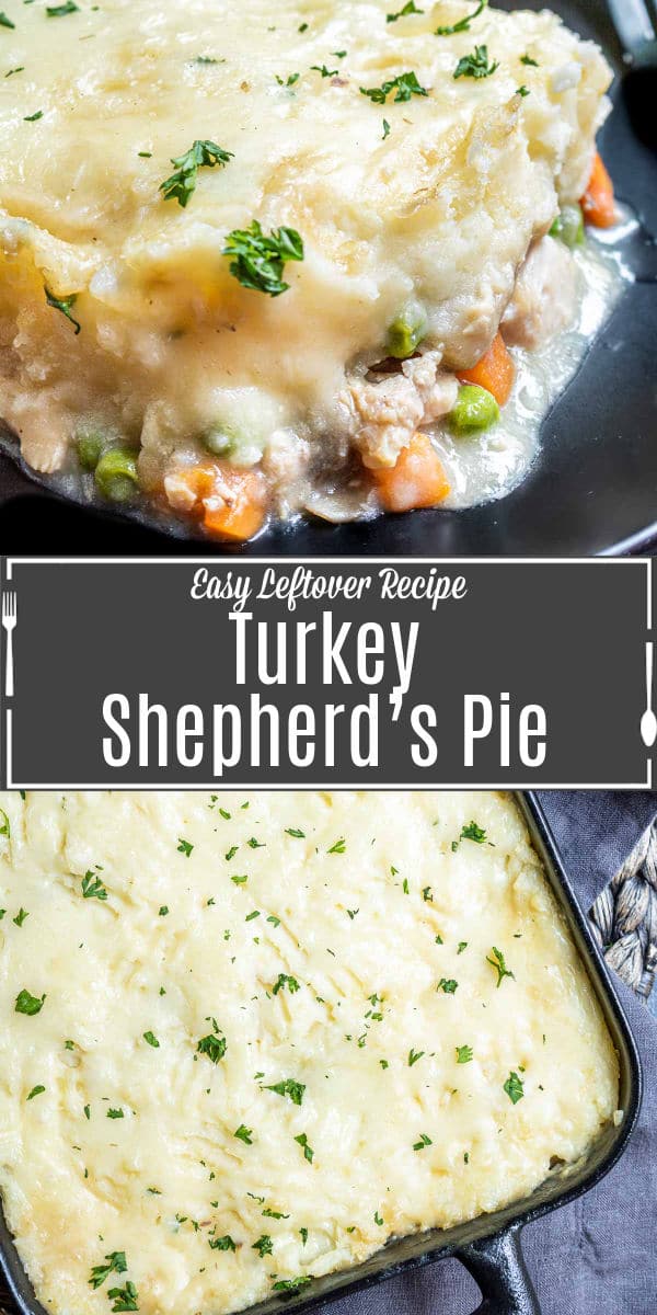 Pinterest image of Turkey Shepherd's Pie with title text
