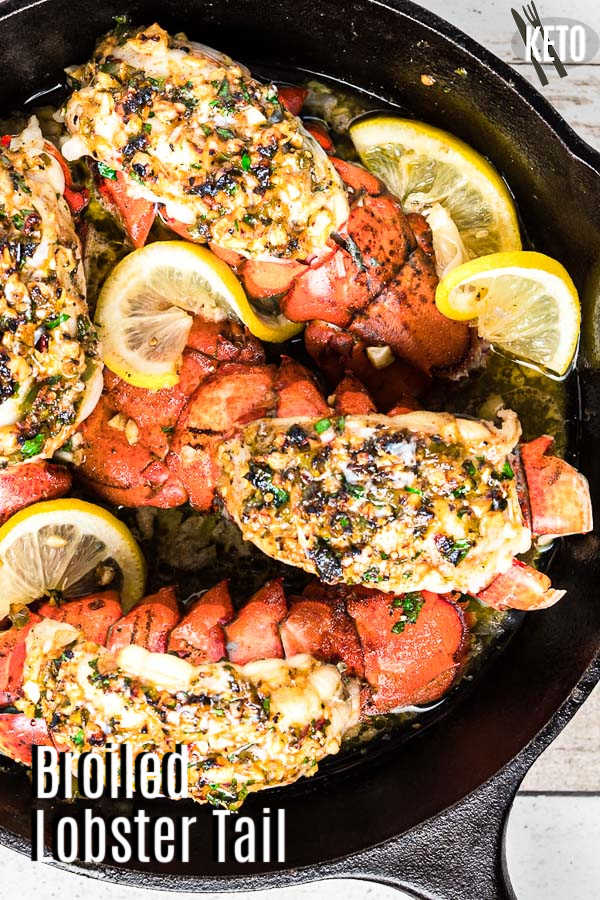 Pinterest image for Broiled Lobster Tail with title text