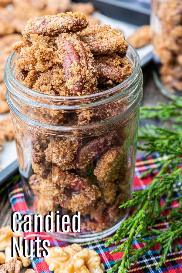Pinterest image for Candied Nuts with title text