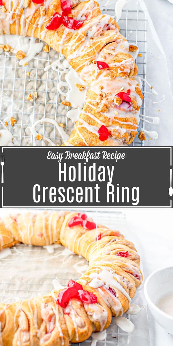 Pinterest image for Holiday Crescent Roll Breakfast Ring with title text